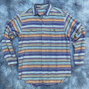Vintage 80s/90s Large International Male Striped Textured Flannel Shirt